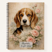 Beagle Dog with Roses ノートブック (正面)