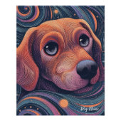 Beagle dog with starry sky and water 001 ポスター (正面)