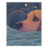 Beagle dog with starry sky and water 002 ポスター (正面)