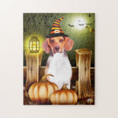 Beagle Dog with Witch Hat Halloween Gift Idea ジグソーパズル (縦)