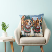 Beagle Dogs Christmas Snow Holiday クッション (椅子)