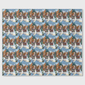 Beagle Dogs Christmas Snow Holiday ラッピングペーパー (フラット)