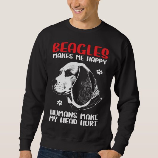 Beagle Dogs Makes Me Happy Beagle スウェットシャツ (正面)