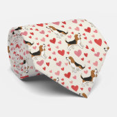Beagle Dogs with Hearts Pattern ネクタイ (ロール)