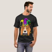 Beagle Face Wearing Mardi Gras Beads Jester Hat  Tシャツ (正面フル)