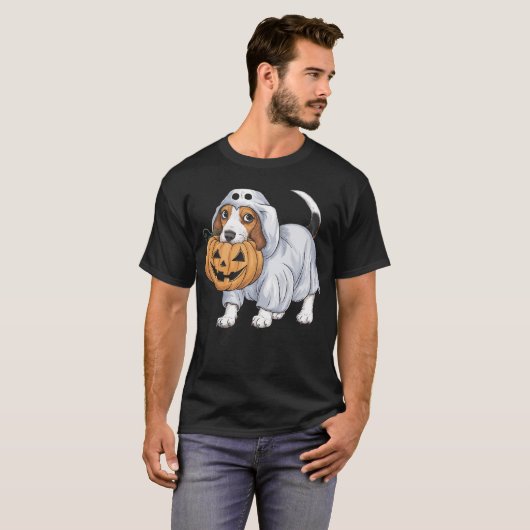 Beagle Ghost Dog Halloween Tシャツ (正面フル)