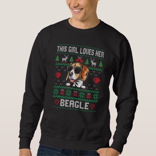 Beagle Girl Cool Ugly Christmas for Dog Mom Premiu スウェットシャツ (正面)