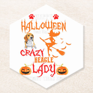 Beagle Happy Halloween Crazy Beagle Lady ペーパーコースター
