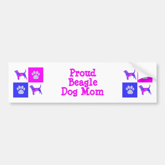 Beagle Hound Cute Dog & Paw P&B Best Mom バンパーステッカー (正面)