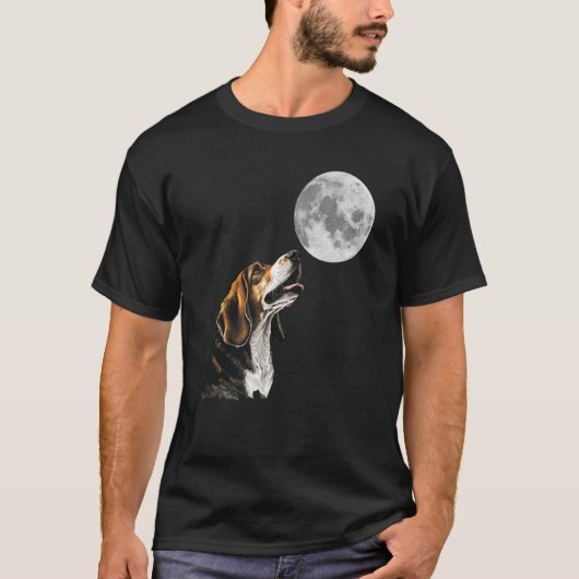 Beagle Howling at the Moon Beagle Mom Tシャツ (正面)
