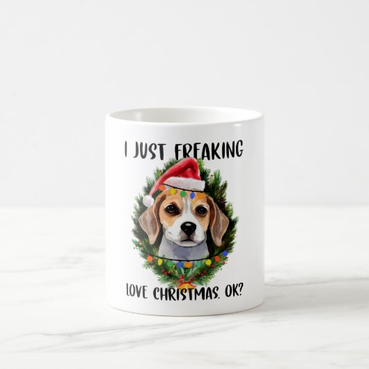 Beagle I Just Freking Love Christmas Ok Christmas コーヒーマグカップ (中央)