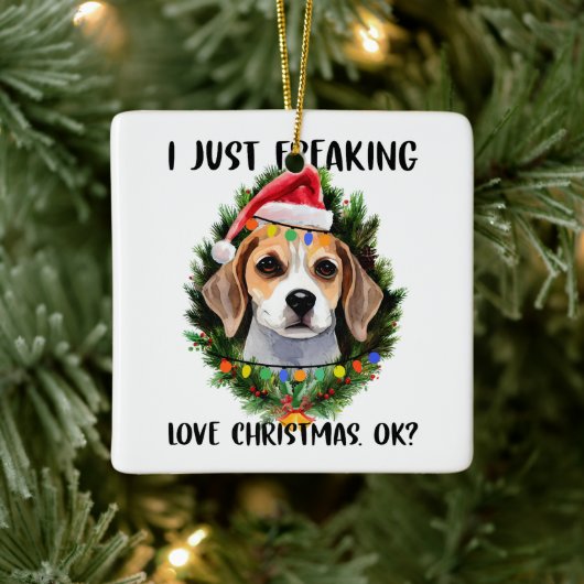 Beagle I Just Freking Love Christmas Ok Christmas セラミックオーナメント (ツリー)