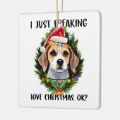 Beagle I Just Freking Love Christmas Ok Christmas セラミックオーナメント (左)