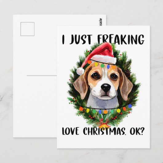 Beagle I Just Freking Love Christmas Ok Christmas ポストカード (正面/裏面)