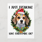 Beagle I Just Freking Love Christmas Ok Christmas ポストカード (正面)