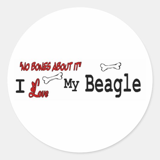 Beagle (I Love)ステッカー ラウンドシール (正面)
