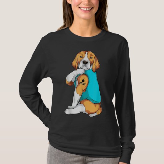 Beagle I Love Mom Apparel, Dog Mom Gives Womens Tシャツ (正面)