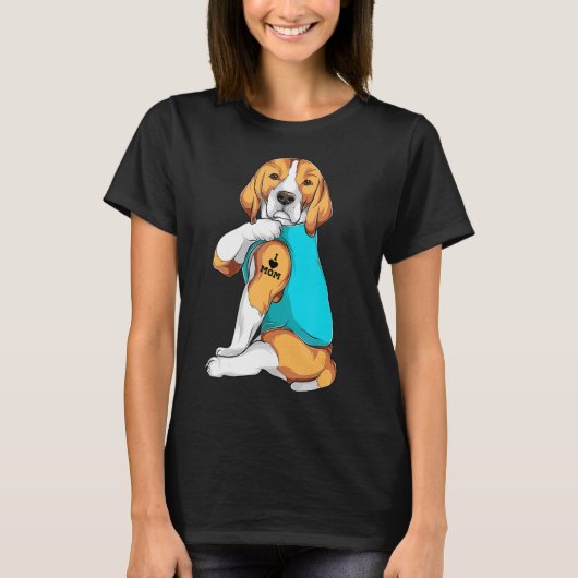 Beagle I Love Mom Apparel, Dog Mom Gives Womens T- Tシャツ (正面)