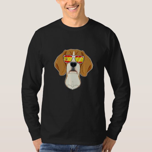 Beagle I Spain Sunglasses I Spanish Flag Tシャツ (正面)