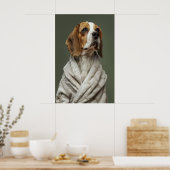 Beagle in Bathrobe Print, Funny Bathroom Dog Art ポスター (キッチン)