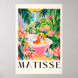 Beagle in Bathtub Art Print Matisse Style Dog ポスター