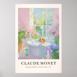 Beagle in Bathtub Art Print Monet Style Dog Poster ポスター