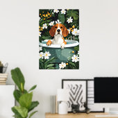Beagle In Bathtub Poster, Funny Dog Poster, Beagle ポスター (ホームオフィス)