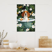 Beagle In Bathtub Poster, Funny Dog Poster, Beagle ポスター (キッチン)