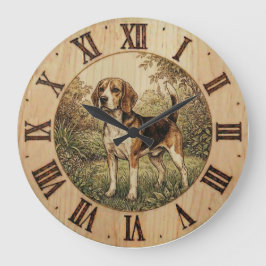 Beagle in Spring Park Wall clock ラージ壁時計