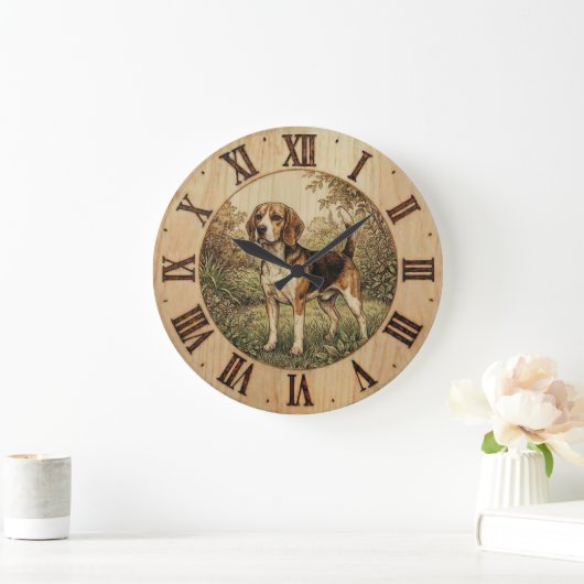 Beagle in Spring Park Wall clock  ラージ壁時計 (ホーム)