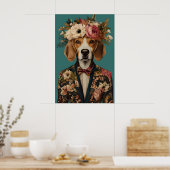 Beagle In Suit Poster, Beagle Portrait, Beagle Oil ポスター (キッチン)