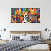 Beagle Jäger Pop Art – Moderner Jagdhund キャンバスプリント (インサイチュ (寝室))