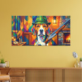 Beagle Jäger Pop Art – Moderner Jagdhund キャンバスプリント (インサイチュ (リビング))