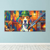Beagle Jäger Pop Art – Moderner Jagdhund キャンバスプリント (インサイチュ (ウッドフロア))
