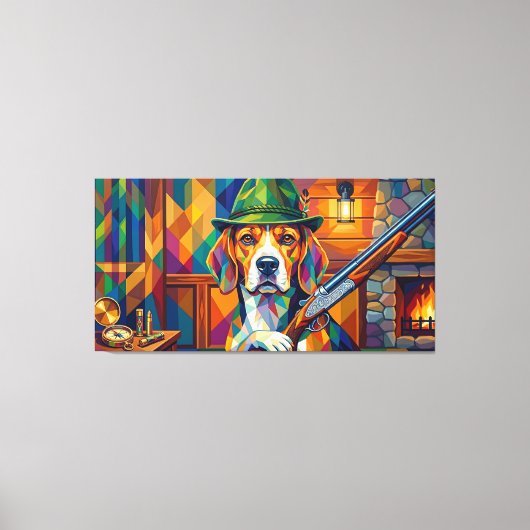 Beagle Jäger Pop Art – Moderner Jagdhund キャンバスプリント (正面)