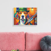 Beagle Jäger Pop Art – Moderner Jagdhund キャンバスプリント (インサイチュ (リビング))