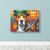 Beagle Jäger Pop Art – Moderner Jagdhund キャンバスプリント (インサイチュ (ウッドフロア))