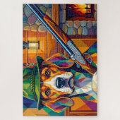 Beagle Jäger Pop Art – Moderner Jagdhund ジグソーパズル (縦)
