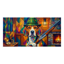 Beagle Jäger Pop Art – Moderner Jagdhund ポスター
