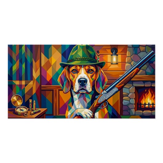 Beagle Jäger Pop Art – Moderner Jagdhund ポスター (正面)