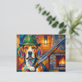 Beagle Jäger Pop Art – Moderner Jagdhund ポストカード (スタンド正面)