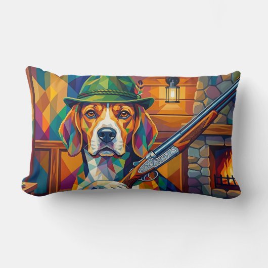 Beagle Jäger Pop Art – Moderner Jagdhund ランバークッション (正面)
