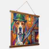 Beagle Jäger Pop Art – Moderner Jagdhund 吊り下げ型タペストリー (傾斜あり)