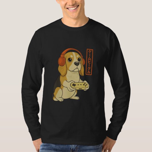 Beagle Japanese Gamer Men Women Boy Funny Video Ga Tシャツ (正面)