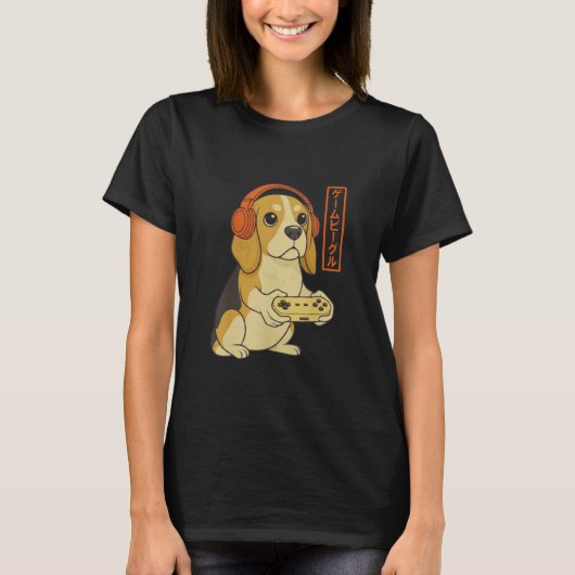 Beagle Japanese Gamer Men Women Boy Funny Video Ga Tシャツ (正面)