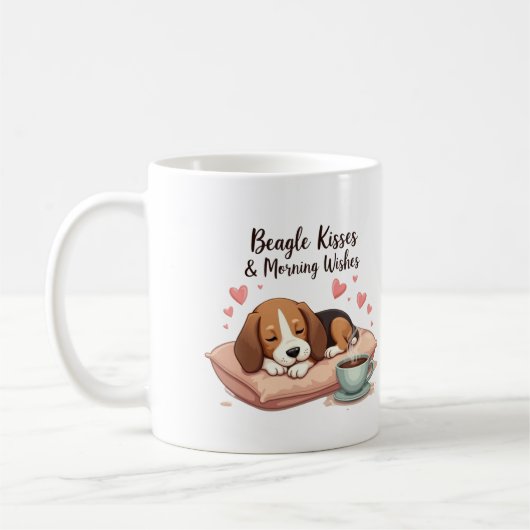 Beagle Kisses & Morning Wishes コーヒーマグカップ (左)
