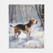 Beagle Let It Snow クリスマス フリースブランケット (正面)