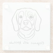 Beagle Line Art, Elegance with Attitude ガラスコースター (裏面)