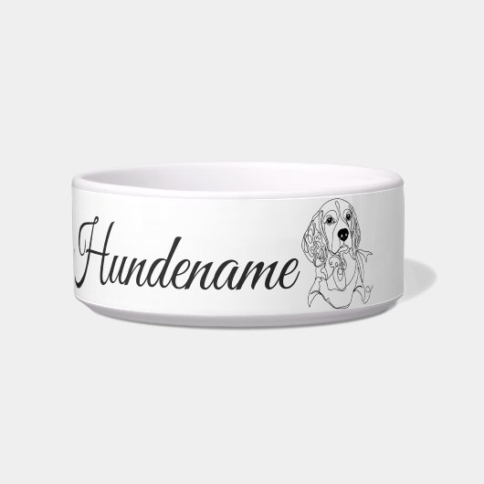 Beagle Line Art personalized bowl ボウル (正面)