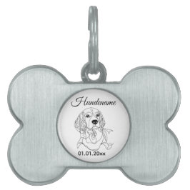 Beagle Line Art Personalized Tag ペットネームタグ